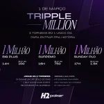 Triple Million от H2poker с гарантией R$ 3 миллиона в это воскресенье; подробности