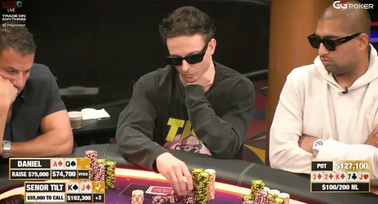 Negreanu применяет безумный блеф на ривере во время участия в Hustler Casino Live